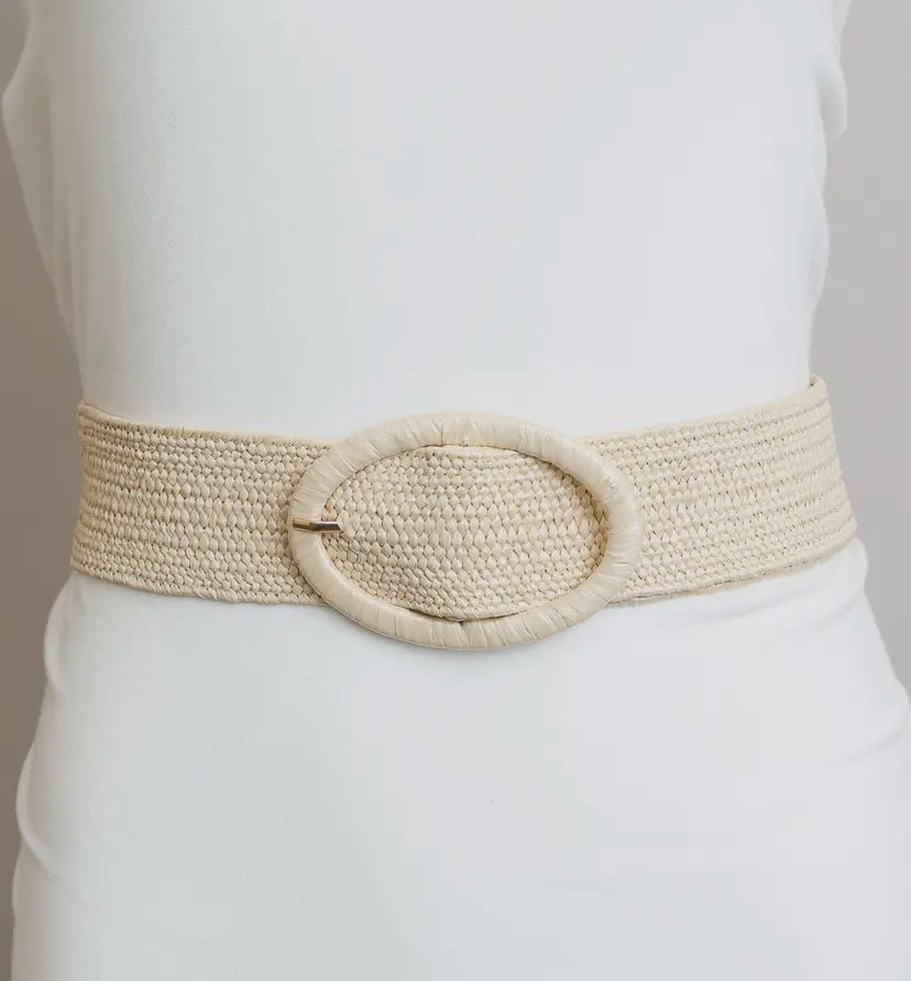 Raffia Oval Buckle Belt