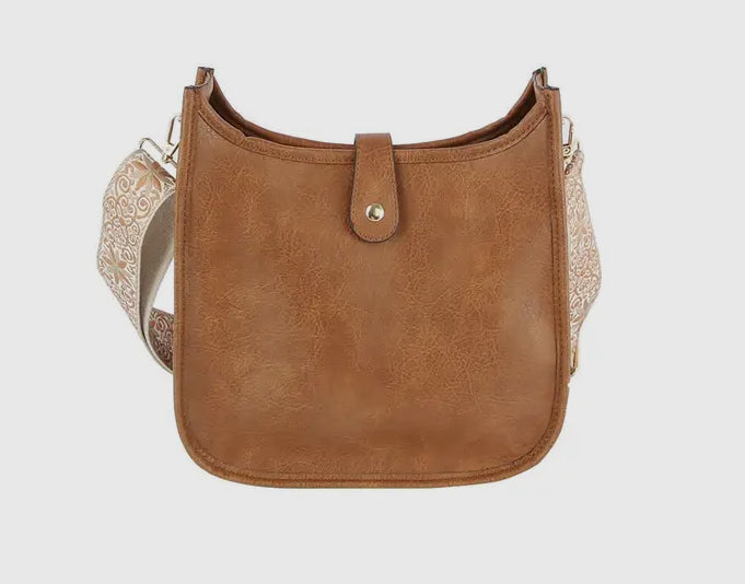 Casual Leather Crossbody Bag with Guitar Strap