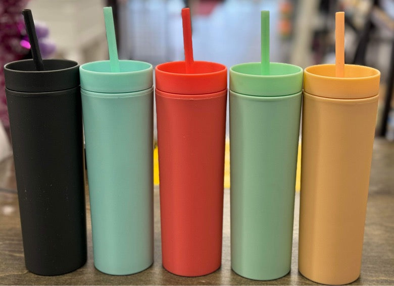 16oz Double Wall Acrylic Tumbler With Lid And Straw