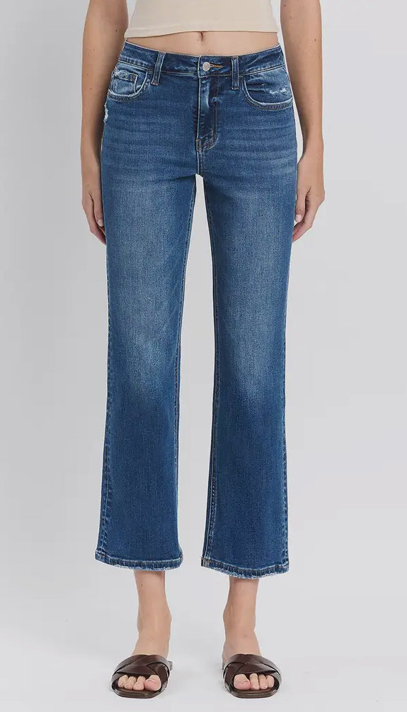 High Rise Ankle Straight Jeans