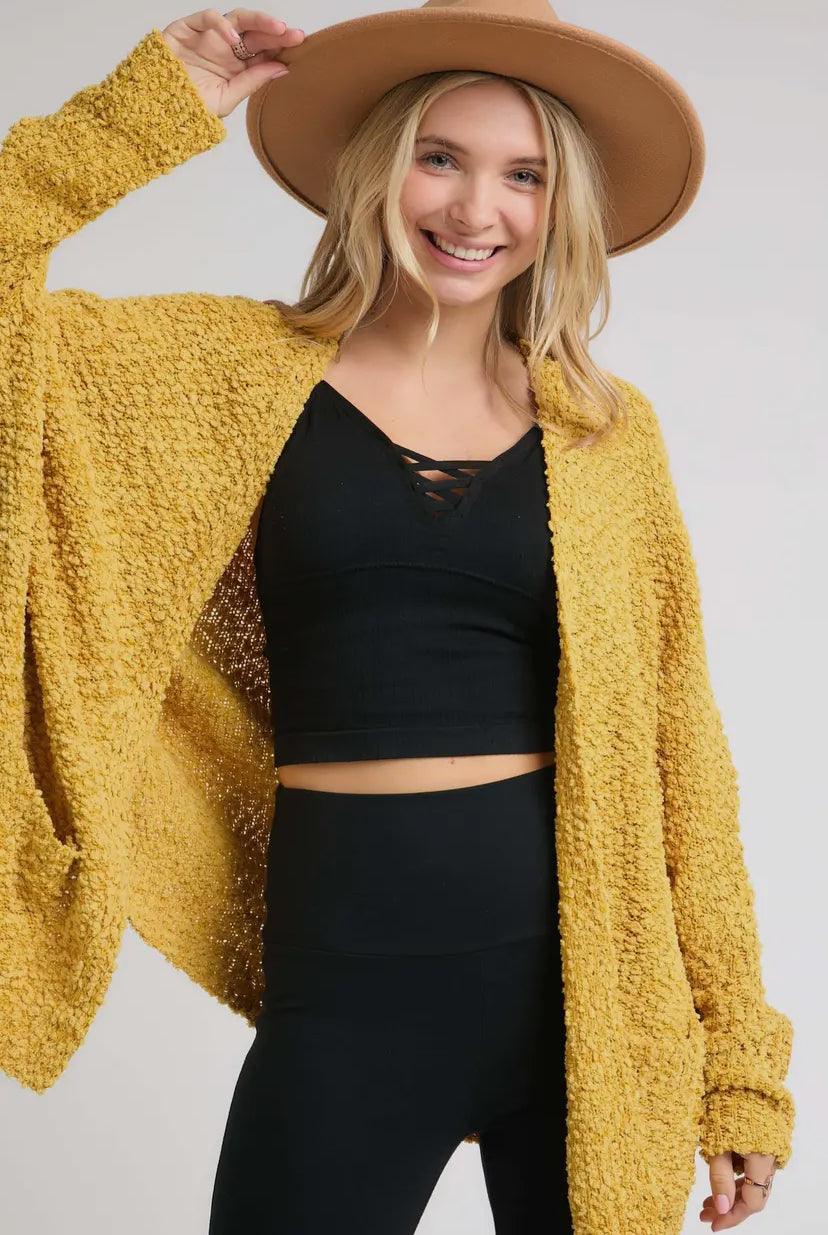 Mustard Popcorn Knit Sweater