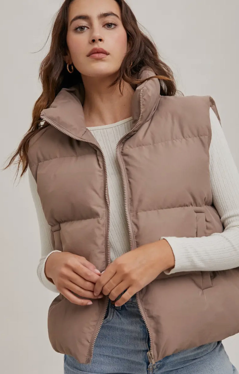 Zipper Front Puffer Vest