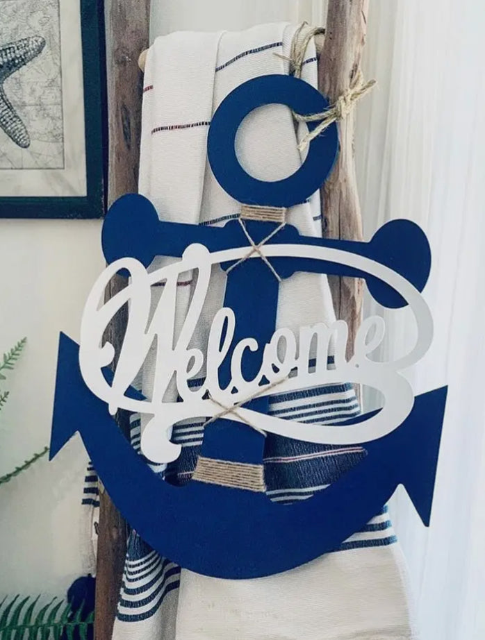 Welcome Anchor Wood Hanger