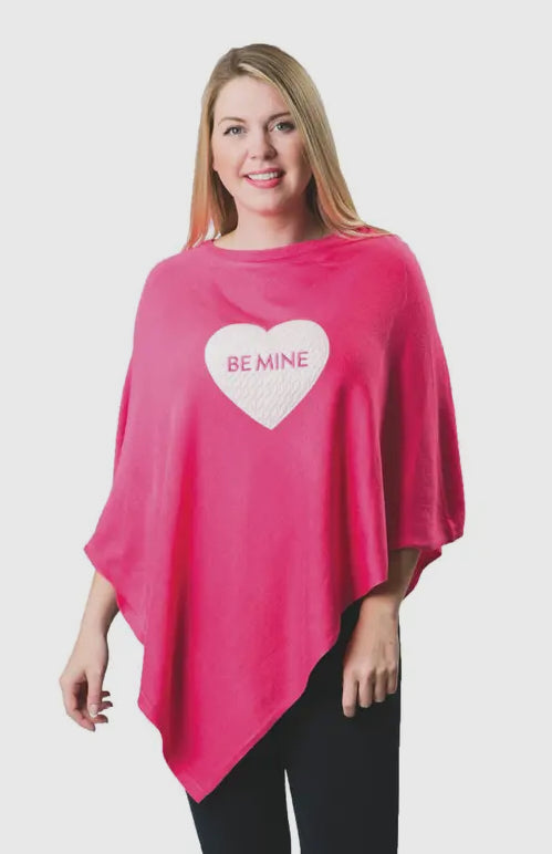 Pink With Cable Knit Be Mine Poncho