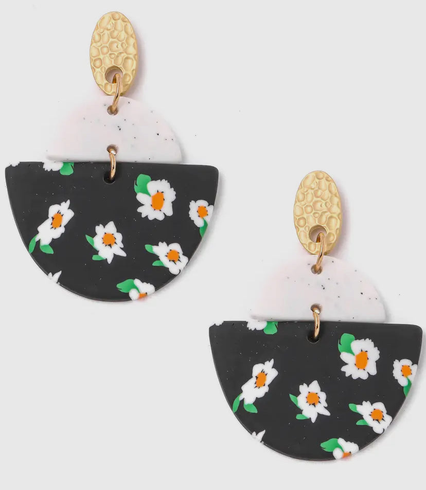 Acetate Flower Clay Drop Earrings