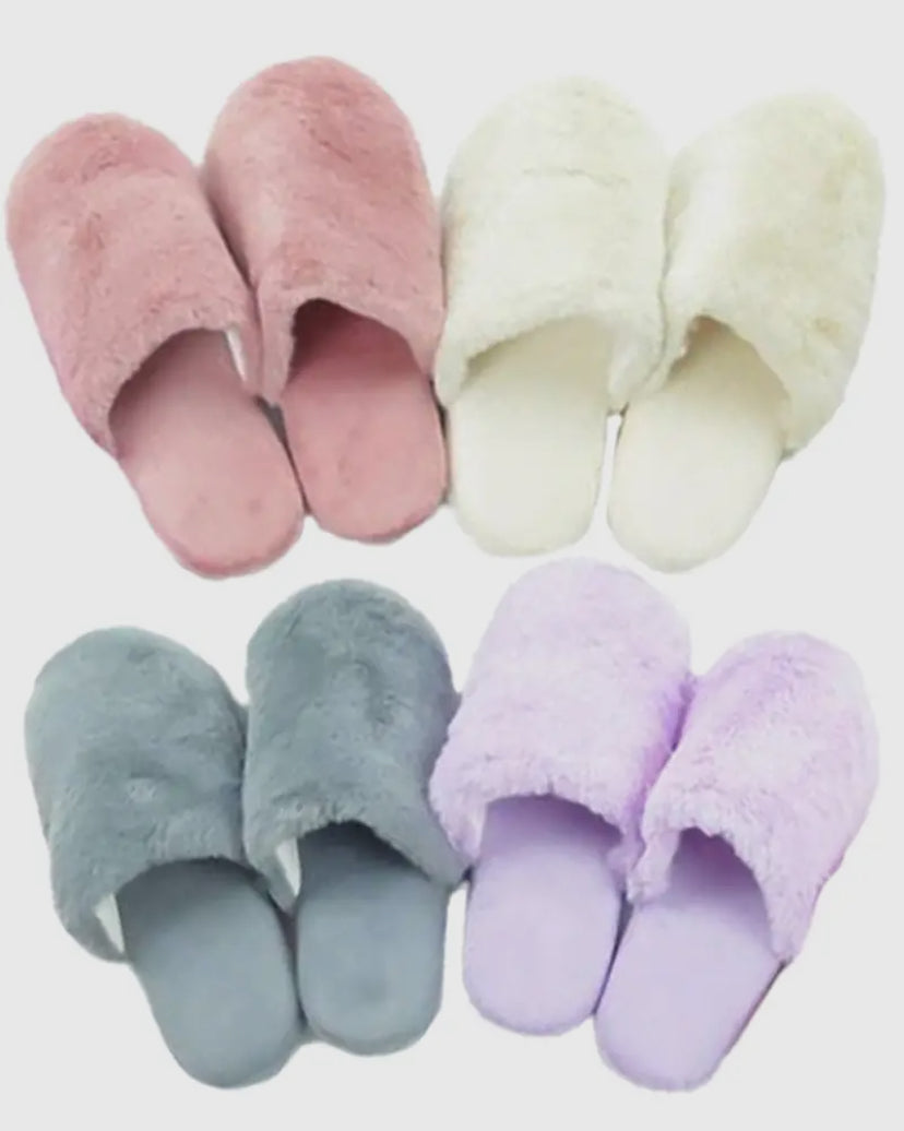 Pastel Color Fuzzy Slippers