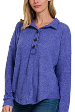 Load image into Gallery viewer, Brushed Hacci Collared Button Sweater Top
