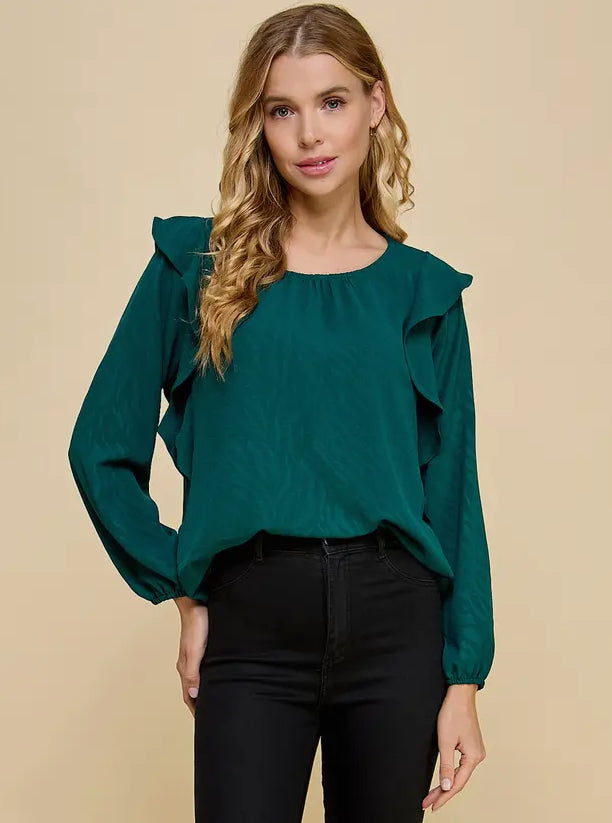 Textured Ruffled Sleeve Top