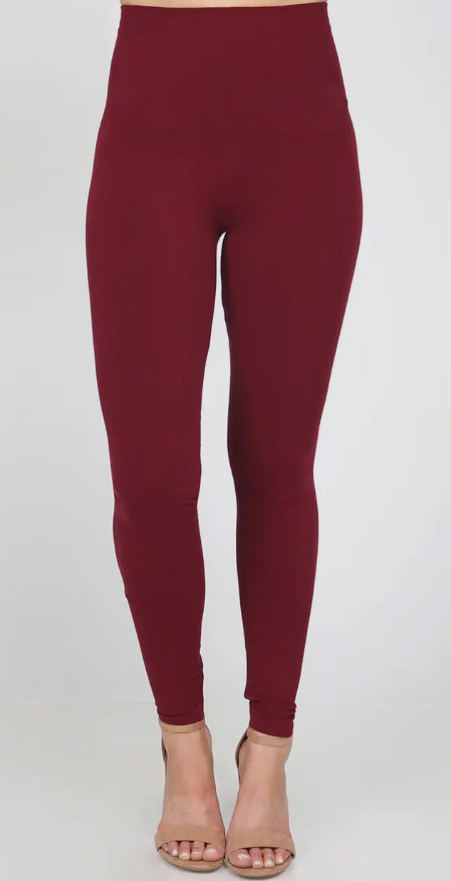 Burgundy Tummy Tuck Leggings