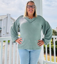 Load image into Gallery viewer, V Neck Sweater Green
