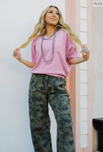 Load image into Gallery viewer, Plus Waffle V Neck Top Blossom Pink
