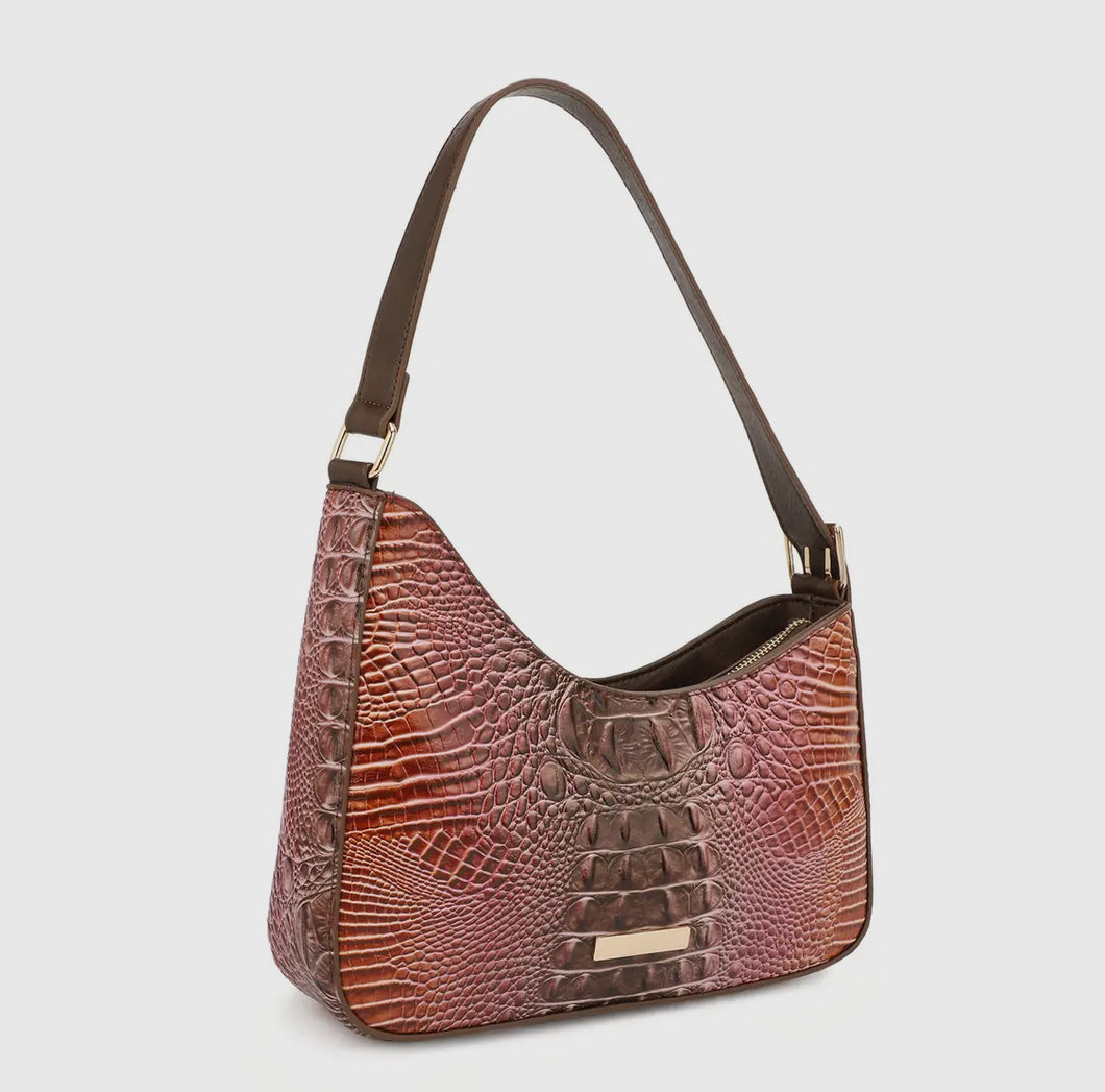 Sarah Aupen Shaped Croc Embossed Shoulder Bag