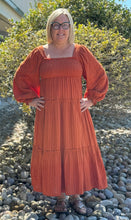 Load image into Gallery viewer, Ruffle Cuffed Long Sleeve Smocked Dress
