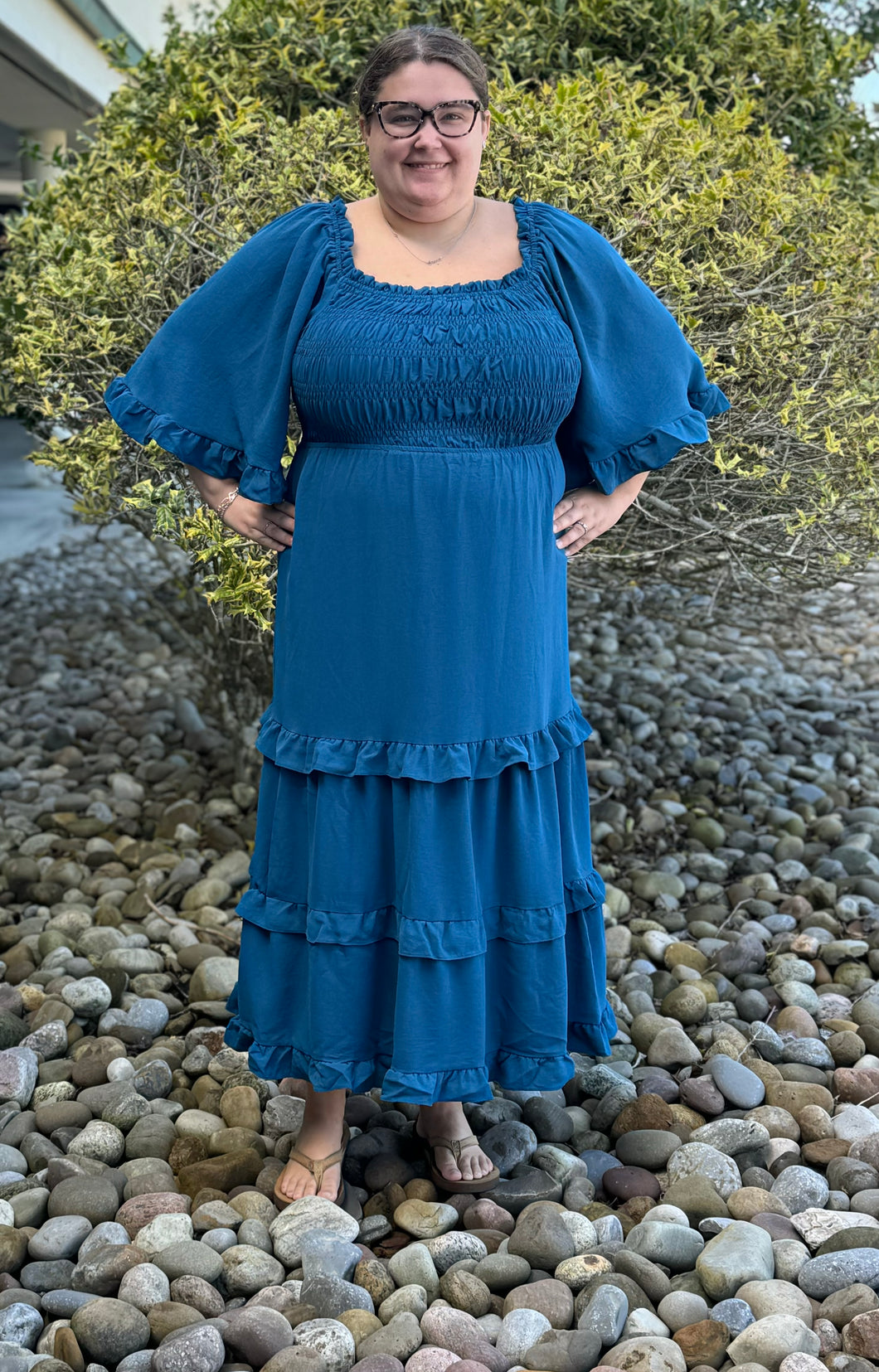 Plus Size Smocked Tiered Dress