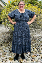 Load image into Gallery viewer, Plus Size Printed Tiered Tassel Tie Dress
