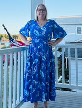 Load image into Gallery viewer, Blue Nautical Print Midi Dress
