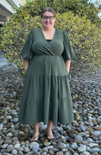 Load image into Gallery viewer, Plus Size Balloon Sleeve Tiered Wrap Dress
