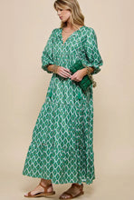 Load image into Gallery viewer, Emerald Boho Tile Print Maxi Dress
