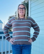 Load image into Gallery viewer, Scallop Neck Striped Sweater
