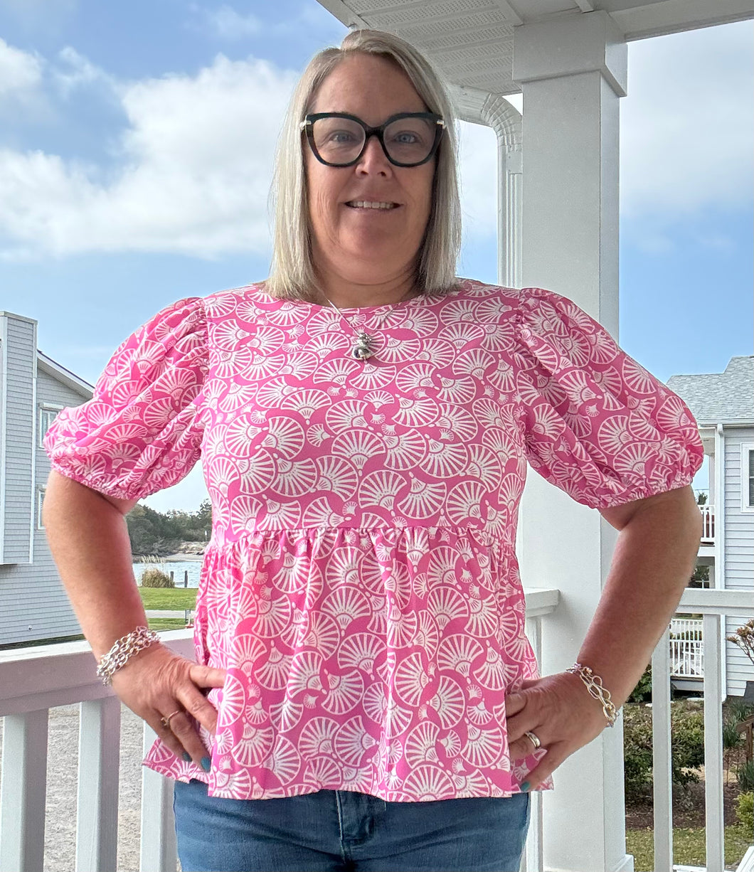Pink print top