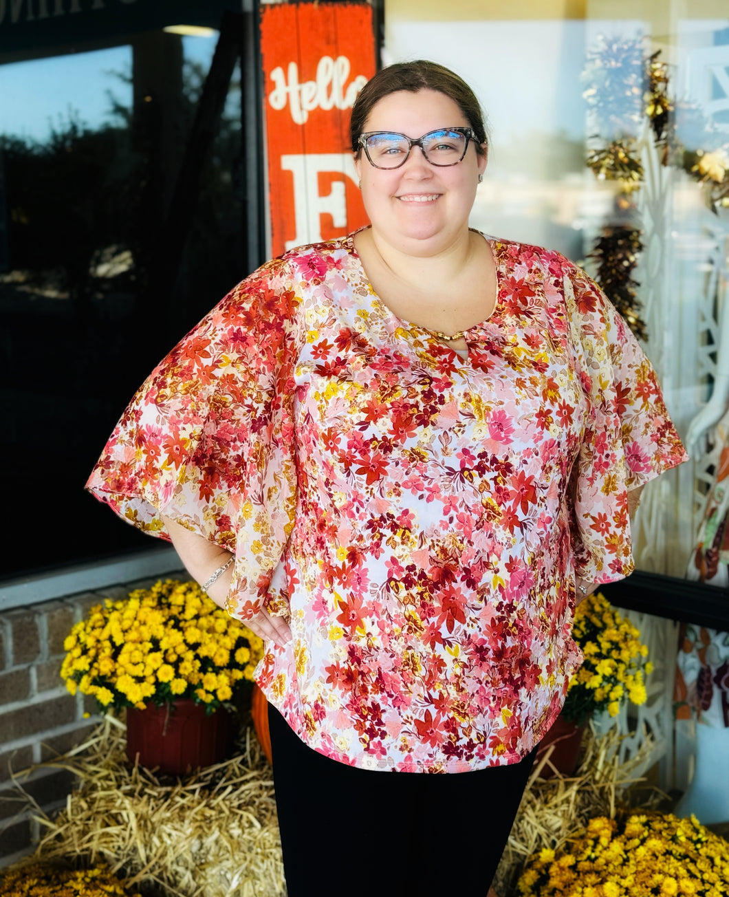 Plus Size Floral Printed Top