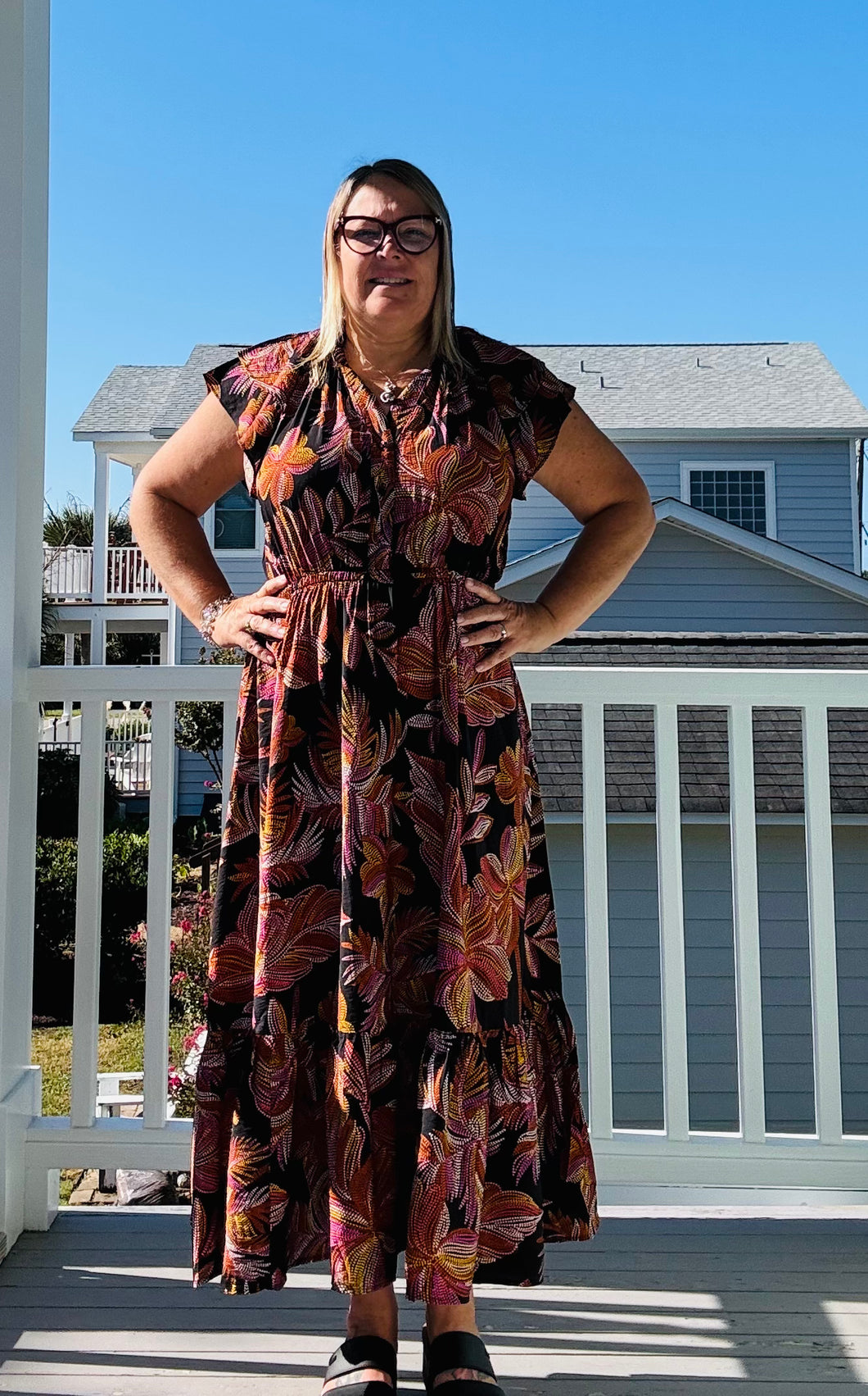 Ruffle Sleeve Midi Dress