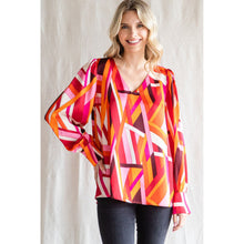 Load image into Gallery viewer, Plus Size Fuchsia Abstract Print Top
