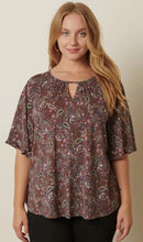 Load image into Gallery viewer, Plus Size Paisley Print Cut Out Detail Top
