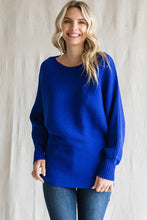 Load image into Gallery viewer, Royal Blue Knit Dolman Sleeve Sweater
