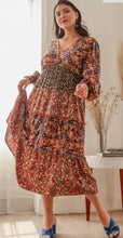 Load image into Gallery viewer, Plus Size V-Neck Floral Print Midi Dress
