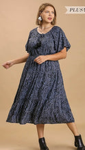 Load image into Gallery viewer, Plus Size Printed Tiered Tassel Tie Dress
