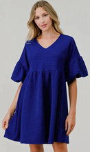 Load image into Gallery viewer, Royal Blue Belize Bell Sleeve Dress
