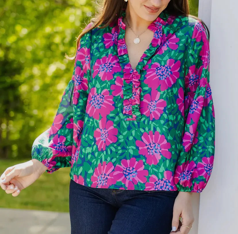 Lexi Wildflower Navy Top