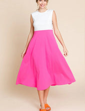 Load image into Gallery viewer, Half Color U-neck Sleeveless Flare Skirt Dress
