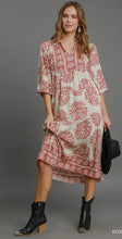 Load image into Gallery viewer, Border Print Tiered Midi Dress
